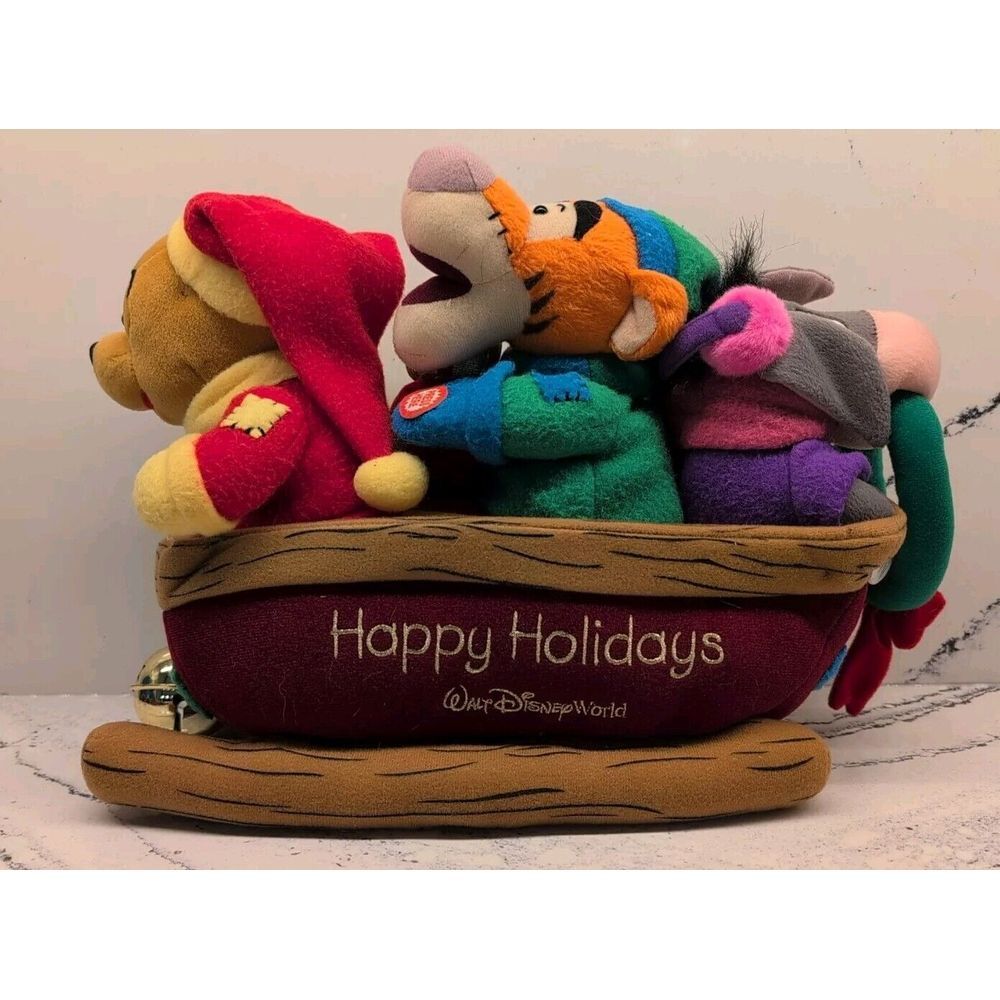 Disney Musical Plush Sleigh‎ Winnie The Pooh Tigger Eeyore Theme Park Exclusive